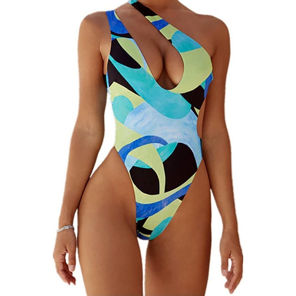 ZGMYC Women Cutout One Shoulder Swimsuit Brazilian One Piece Tummy Control XL
